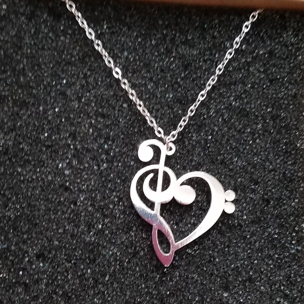 Music note heart necklace